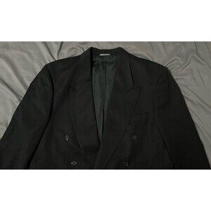 ZANETTI 48R Black Double Breasted Blazer Super 100s Merino Wool Italy -Business
